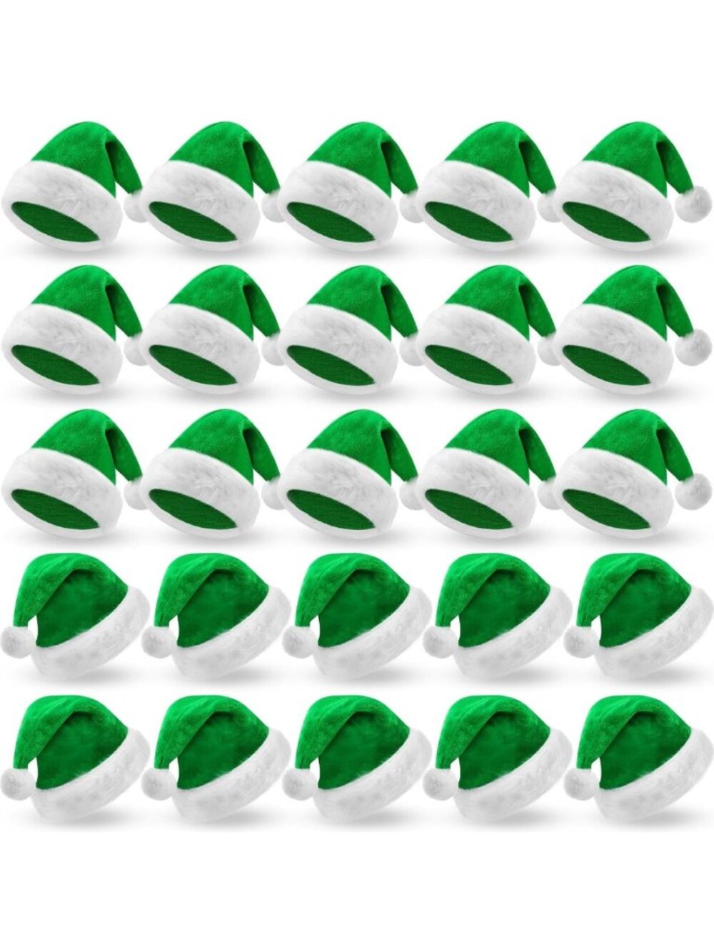 Bulk Santa Hats for Adults - 20 Pcs Classic Green Holiday Costume Accessories